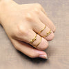 Stainless Steel Geometric Double Beads Gold Beans Cross Opening Ring 18K Gold Plated Electroplated