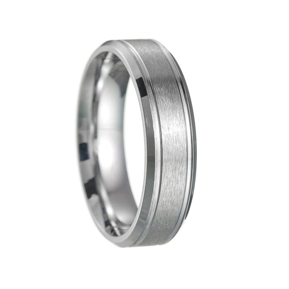 Stainless Steel Geometric Double Bevel Simple Unisex Ring With Electroplating Design
