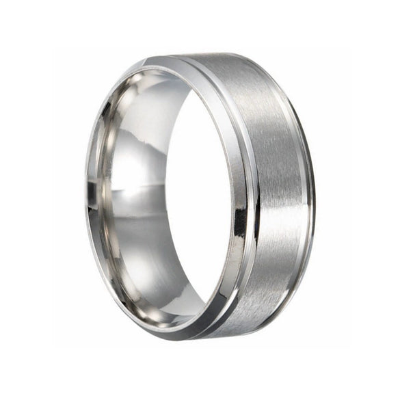 Stainless Steel Geometric Double Bevel Simple Unisex Ring With Electroplating Design