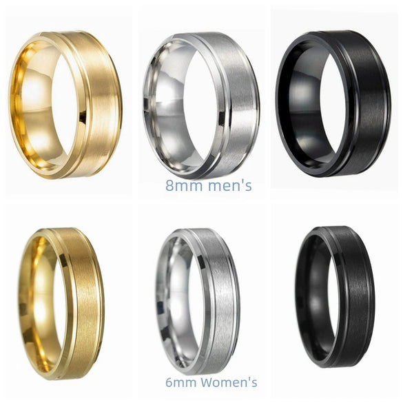 Stainless Steel Geometric Double Bevel Simple Unisex Ring With Electroplating Design