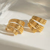 Stainless Steel Geometric Double C Hammered Electroplated Women's Earrings