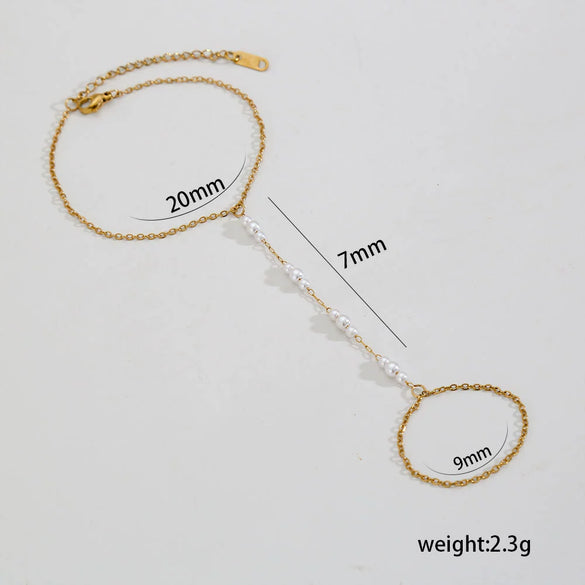 Stainless Steel Geometric Double Layer Overlapping Bracelet Electroplated 18K Gold For Ladies
