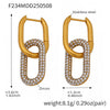 316L Stainless Steel Geometric Double Ring Ear Buckle Earrings With Zircon And Electroplating Fashionable For Women