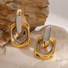Stainless Steel Geometric Double Trapezoidal Electroplated Women's Fashion Earrings