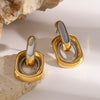 Stainless Steel Geometric Double Trapezoidal Electroplated Women's Fashion Earrings