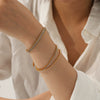 Stainless Steel Geometric Doublelayer White Zircon Inlaid Bracelet Hand Jewelry