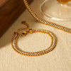 Stainless Steel Geometric Doublelayer White Zircon Inlaid Bracelet Hand Jewelry