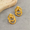 Stainless Steel Geometric Doublering Earrings Electroplated With Gold For Women