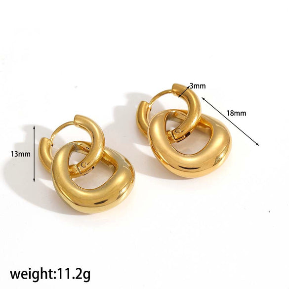 Stainless Steel Geometric Doublering Electroplated Women's Personality Earrings