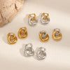Stainless Steel Geometric Doublering Electroplated Women's Personality Earrings