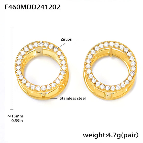 316L Stainless Steel Geometric Doublesided Pvd Gold Plated Electroplated Circle Earrings For Women