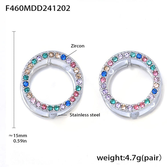 316L Stainless Steel Geometric Doublesided Pvd Gold Plated Electroplated Circle Earrings For Women
