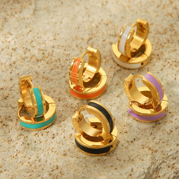 Stainless Steel Geometric Dripping Oil Women's Earrings