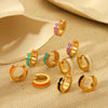 Stainless Steel Geometric Dripping Oil Women's Earrings