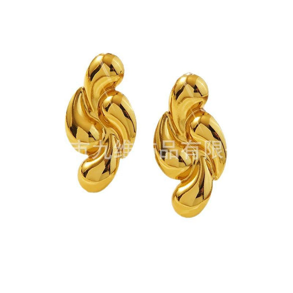Stainless Steel Geometric Drop Earrings Polish Punk Style