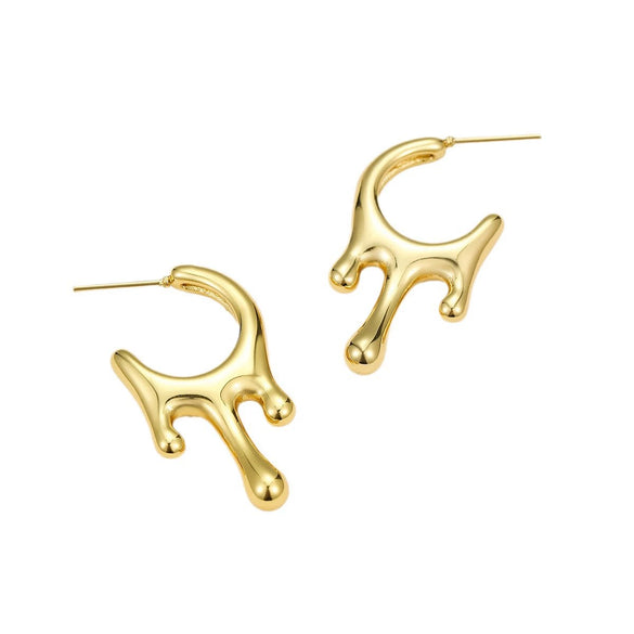 Stainless Steel Geometric Drop Earrings Vacuum Plated 18K Gold For Women