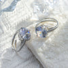 Stainless Steel Geometric Drop Shape Diamond Inlaid Opening Ring Electroplated Women's Jewelry