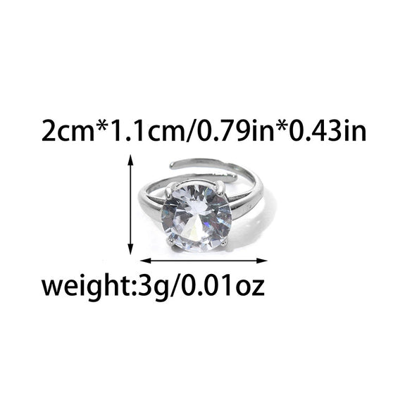 Stainless Steel Geometric Drop Shape Diamond Inlaid Opening Ring Electroplated Women's Jewelry