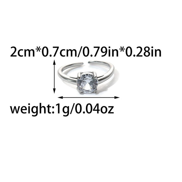 Stainless Steel Geometric Drop Shape Diamond Inlaid Opening Ring Electroplated Women's Jewelry