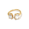 Stainless Steel Geometric Drop Shape Electroplated Diamond Inlaid Open Ring Women's Jewelry