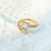 Stainless Steel Geometric Drop Shape Electroplated Diamond Inlaid Open Ring Women's Jewelry