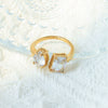 Stainless Steel Geometric Drop Shape Electroplated Diamond Inlaid Open Ring Women's Jewelry
