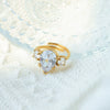 Stainless Steel Geometric Drop Shape Electroplated Highend Open Ring For Women