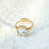 Stainless Steel Geometric Drop Shape Electroplated Highend Open Ring For Women