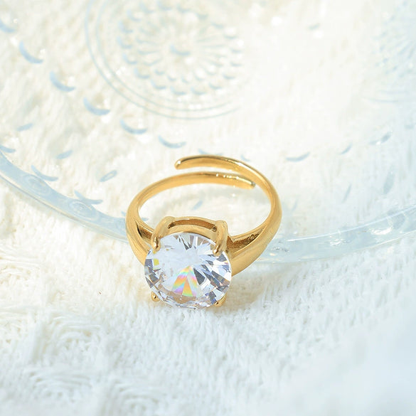 Stainless Steel Geometric Drop Shape Electroplated Highend Open Ring For Women