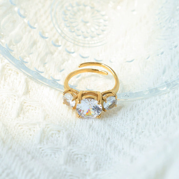 Stainless Steel Geometric Drop Shape Electroplated Highend Open Ring For Women