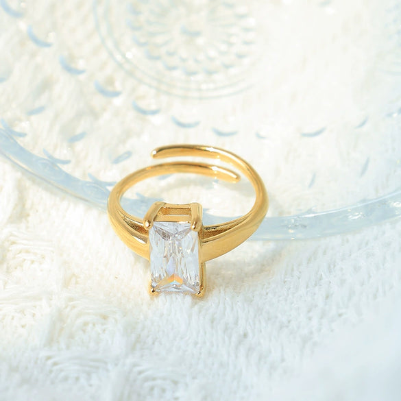 Stainless Steel Geometric Drop Shape Electroplated Highend Open Ring For Women