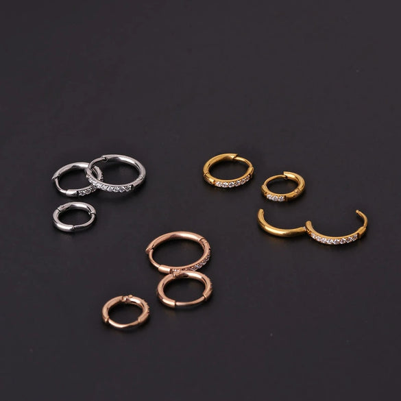 Stainless Steel Geometric Ear Buckle Cartilage Earrings Electroplated Unisex Fashion Jewelry Piercing Earrings