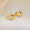 Stainless Steel Geometric Earrings And Ring With 18K Real Gold Electroplating And Electrophoresis For Women