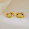 Stainless Steel Geometric Earrings And Ring With 18K Real Gold Electroplating And Electrophoresis For Women