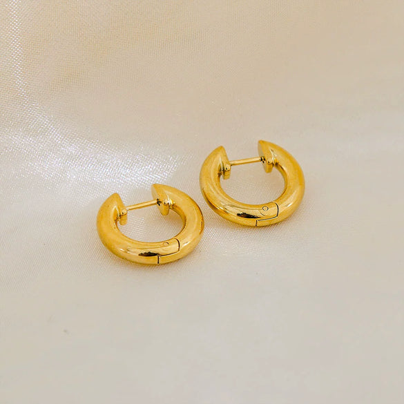 Stainless Steel Geometric Earrings And Ring With 18K Real Gold Electroplating And Electrophoresis For Women