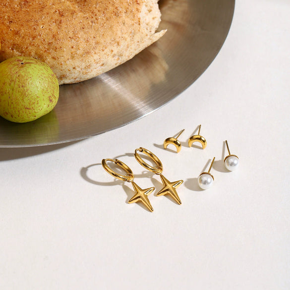 Stainless Steel Geometric Earrings Electroplated For Women Light Luxury Highend Jewelry