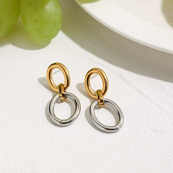 Stainless Steel Geometric Earrings Electroplated Light Luxury Highend Niche Design For Women