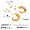 Stainless Steel Geometric Earrings Electroplated Minimalist Design For Women
