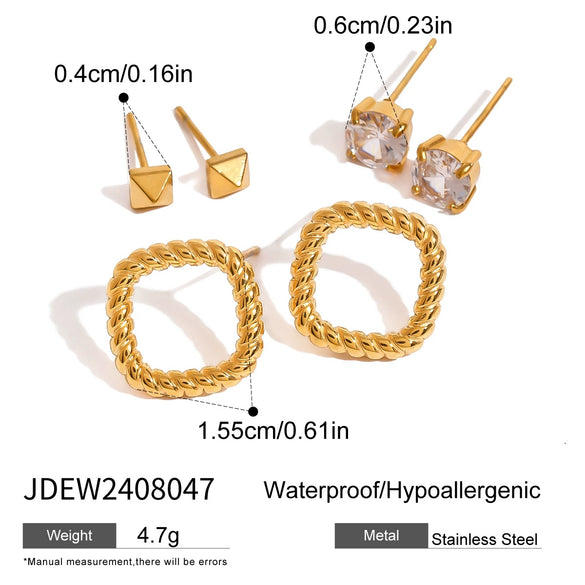 Stainless Steel Geometric Earrings Electroplated Minimalist Design For Women
