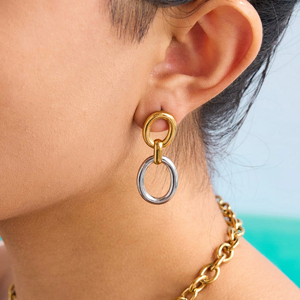 Stainless Steel Geometric Earrings Electroplating Jewelry
