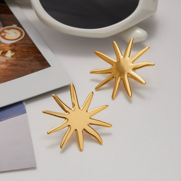 Stainless Steel Geometric Earrings For Women Electroplated Light Luxury Style
