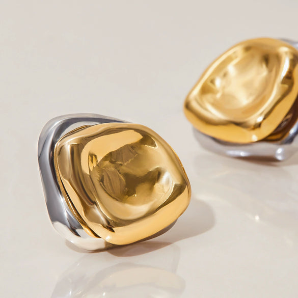 Stainless Steel Geometric Earrings For Women With Electroplating