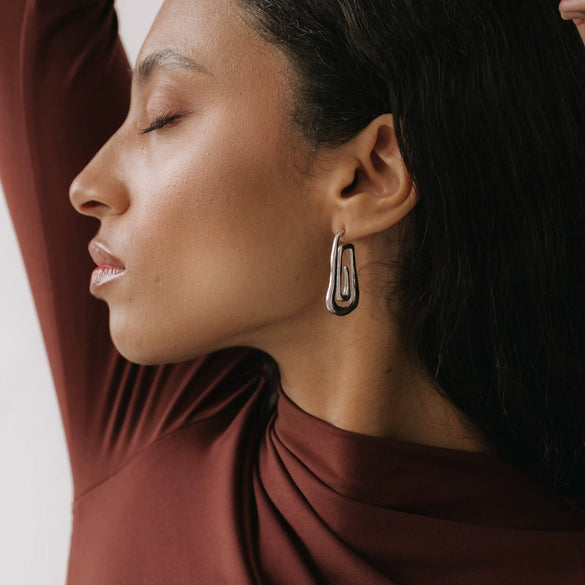 Stainless Steel Geometric Earrings For Women With Electroplating