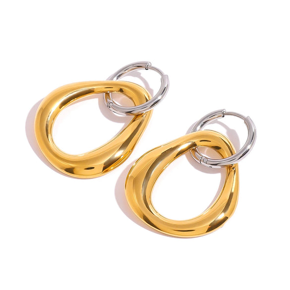 Stainless Steel Geometric Earrings For Women With Electroplating