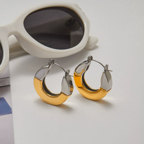 Stainless Steel Geometric Earrings For Women With Electroplating