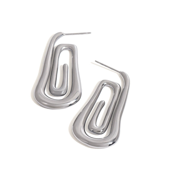 Stainless Steel Geometric Earrings For Women With Electroplating