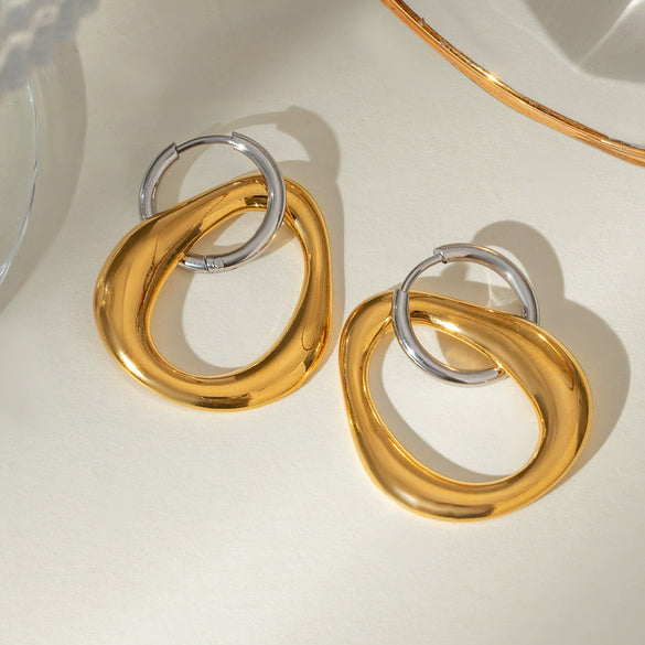 Stainless Steel Geometric Earrings For Women With Electroplating
