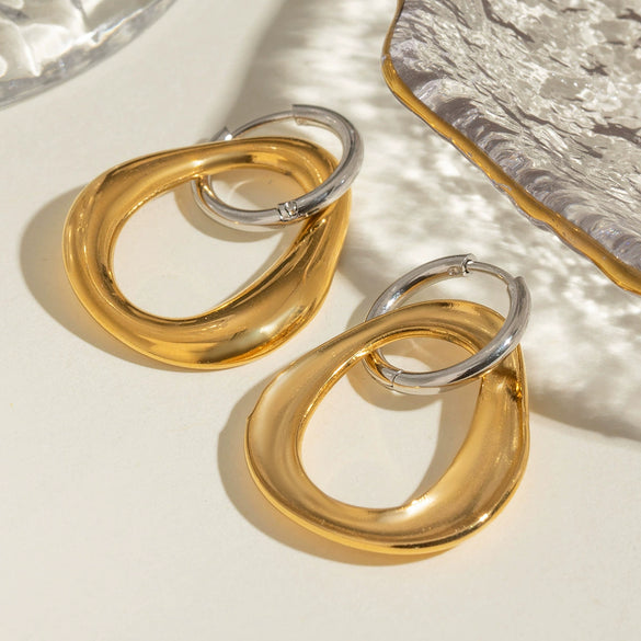 Stainless Steel Geometric Earrings For Women With Electroplating