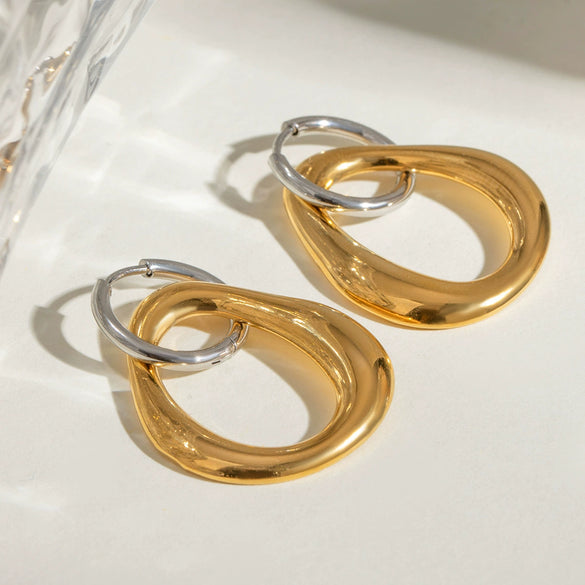 Stainless Steel Geometric Earrings For Women With Electroplating