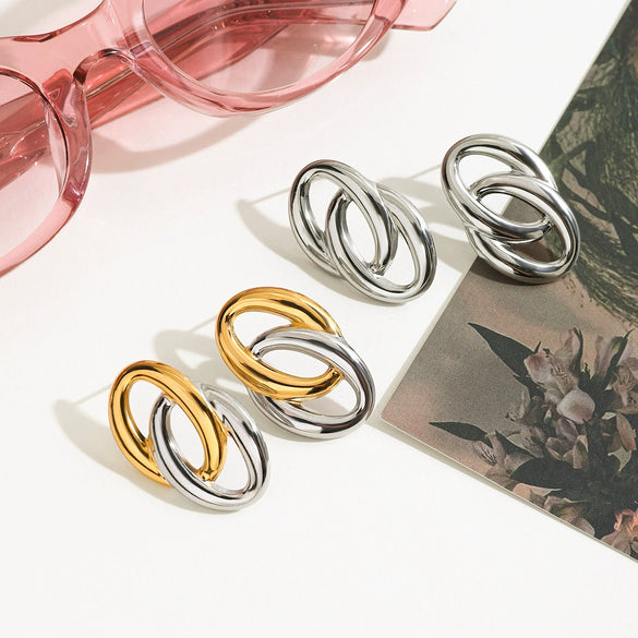 Stainless Steel Geometric Earrings Light Luxury Electroplating Design Sense Niche Women's